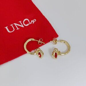UNO de 50 Piercings Earring Open Hoops Featuring Earring with Red Crystal Gold